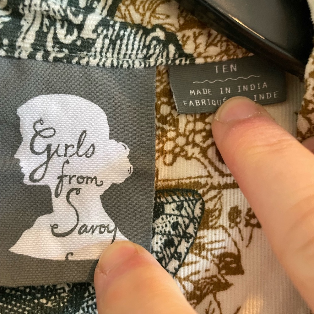 Anthropologie’s Girls from Savoy,  cotton corduroy, printed and pretty. Size 10 - Picture 6 of 6